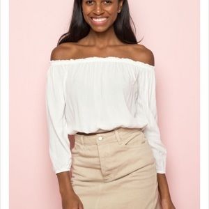 Brandy Melville Maura Top white crop off shoulder style